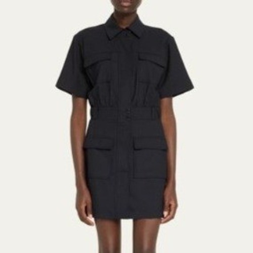 Simkhai Yohana Wool-Blend Cargo Mini Shirt Dress Dark Midnight Blue Women Size 2